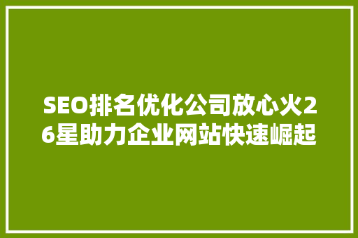 SEO排名优化公司放心火26星助力企业网站快速崛起的方法