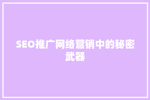 SEO推广网络营销中的秘密武器