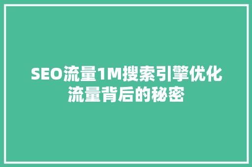 SEO流量1M搜索引擎优化流量背后的秘密