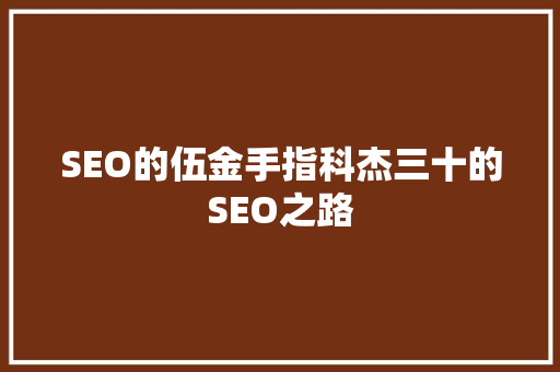 SEO的伍金手指科杰三十的SEO之路