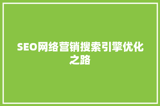 SEO网络营销搜索引擎优化之路