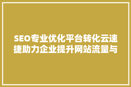 SEO专业优化平台转化云速捷助力企业提升网站流量与转化率