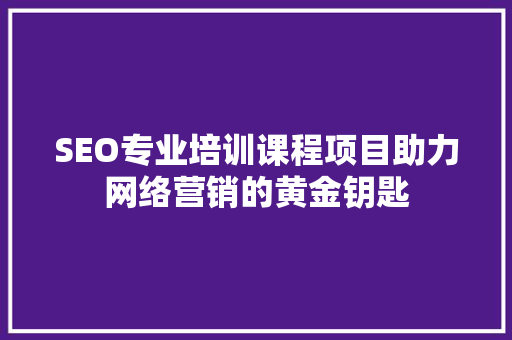 SEO专业培训课程项目助力网络营销的黄金钥匙