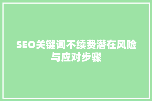 SEO关键词不续费潜在风险与应对步骤