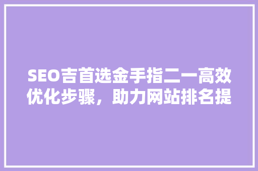 SEO吉首选金手指二一高效优化步骤，助力网站排名提升