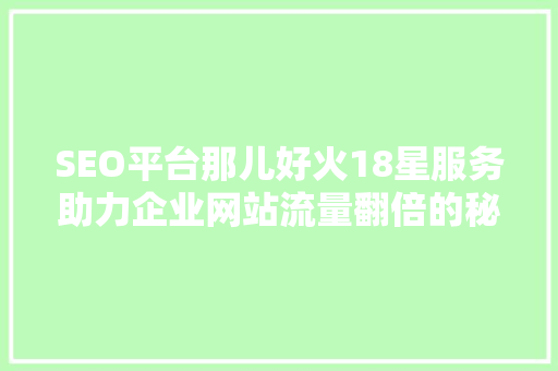 SEO平台那儿好火18星服务助力企业网站流量翻倍的秘密武器