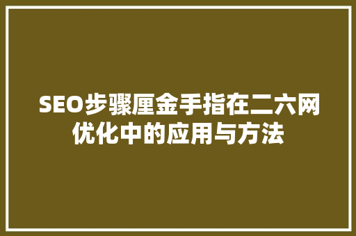 SEO步骤厘金手指在二六网优化中的应用与方法