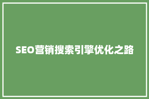 SEO营销搜索引擎优化之路