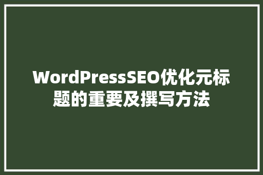 WordPressSEO优化元标题的重要及撰写方法