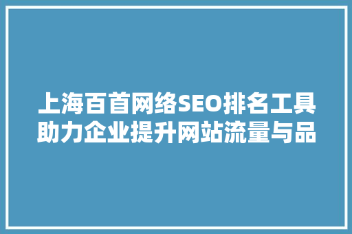 上海百首网络SEO排名工具助力企业提升网站流量与品牌知名度