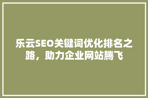 乐云SEO关键词优化排名之路，助力企业网站腾飞
