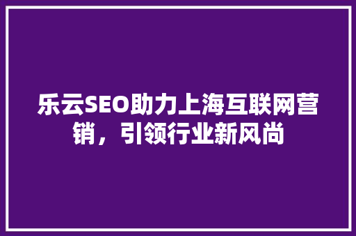 乐云SEO助力上海互联网营销，引领行业新风尚
