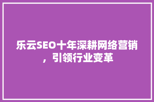 乐云SEO十年深耕网络营销，引领行业变革
