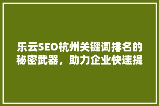 乐云SEO杭州关键词排名的秘密武器，助力企业快速提升网络曝光度