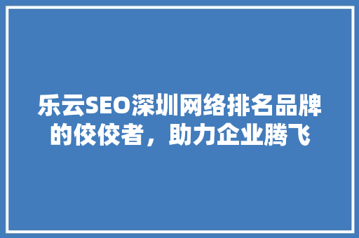 乐云SEO深圳网络排名品牌的佼佼者，助力企业腾飞
