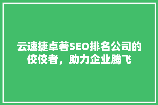 云速捷卓著SEO排名公司的佼佼者，助力企业腾飞