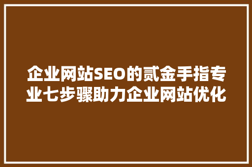 企业网站SEO的贰金手指专业七步骤助力企业网站优化
