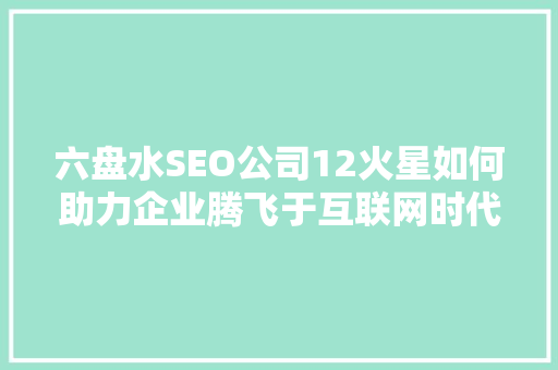 六盘水SEO公司12火星如何助力企业腾飞于互联网时代