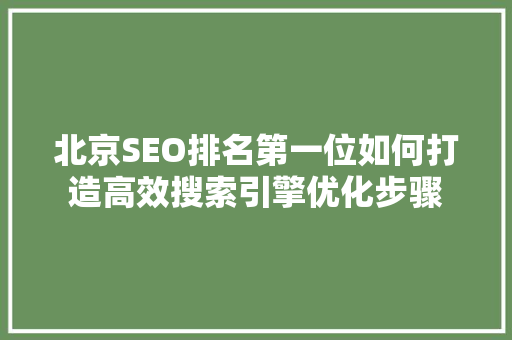 北京SEO排名第一位如何打造高效搜索引擎优化步骤