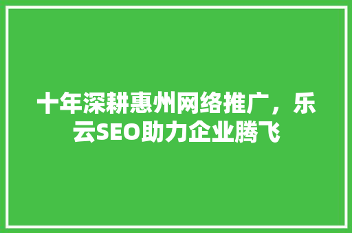 十年深耕惠州网络推广，乐云SEO助力企业腾飞