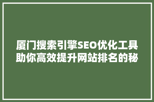 厦门搜索引擎SEO优化工具助你高效提升网站排名的秘密武器