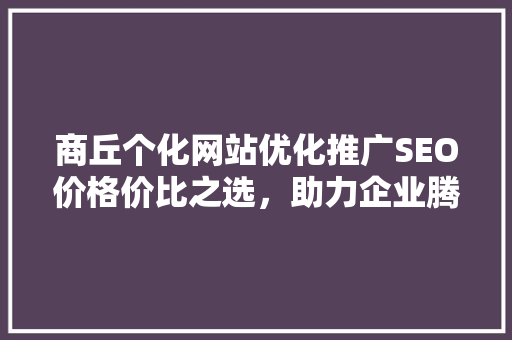 商丘个化网站优化推广SEO价格价比之选，助力企业腾飞