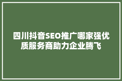 四川抖音SEO推广哪家强优质服务商助力企业腾飞