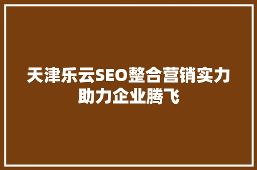 天津乐云SEO整合营销实力助力企业腾飞