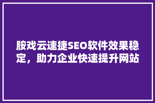 胺戏云速捷SEO软件效果稳定，助力企业快速提升网站排名