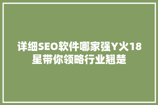 详细SEO软件哪家强Y火18星带你领略行业翘楚