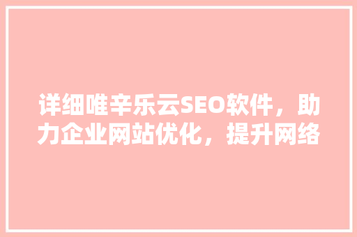 详细唯辛乐云SEO软件，助力企业网站优化，提升网络竞争力