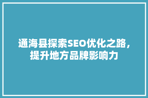 通海县探索SEO优化之路，提升地方品牌影响力