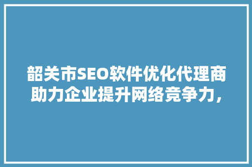 韶关市SEO软件优化代理商助力企业提升网络竞争力，抢占市场先机