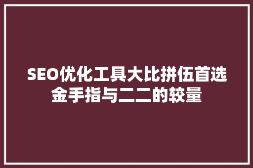 SEO优化工具大比拼伍首选金手指与二二的较量