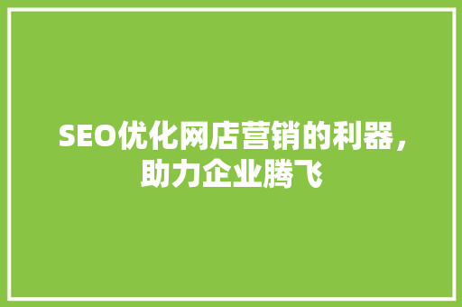 SEO优化网店营销的利器，助力企业腾飞