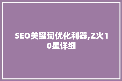 SEO关键词优化利器,Z火10星详细