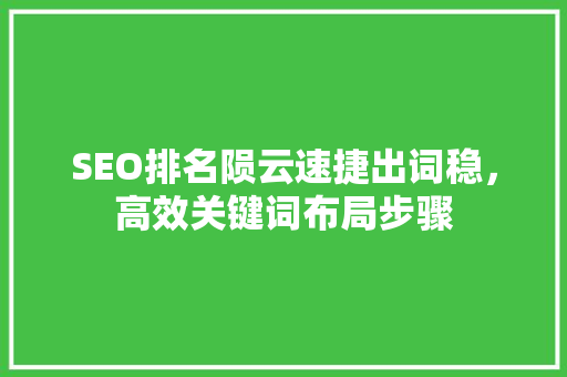 SEO排名陨云速捷出词稳，高效关键词布局步骤