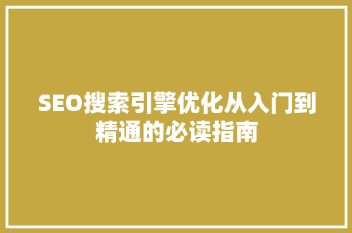 SEO搜索引擎优化从入门到精通的必读指南