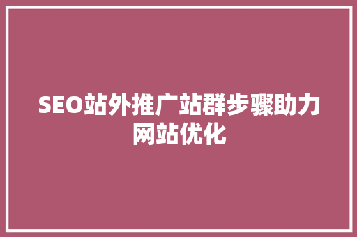 SEO站外推广站群步骤助力网站优化
