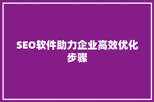 SEO软件助力企业高效优化步骤  第1张