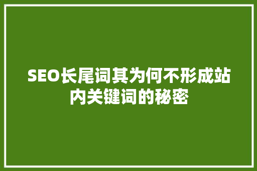 SEO长尾词其为何不形成站内关键词的秘密