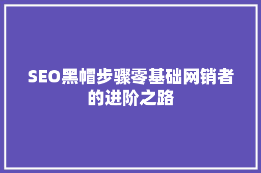SEO黑帽步骤零基础网销者的进阶之路