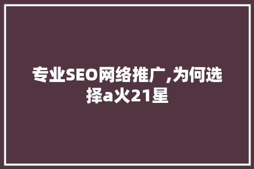专业SEO网络推广,为何选择a火21星
