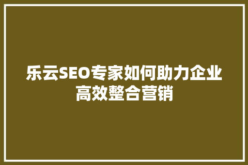 乐云SEO专家如何助力企业高效整合营销