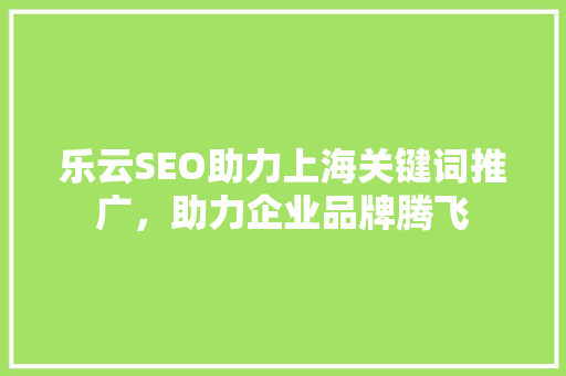 乐云SEO助力上海关键词推广，助力企业品牌腾飞