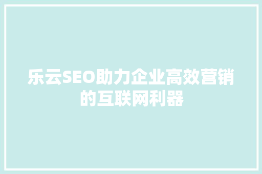 乐云SEO助力企业高效营销的互联网利器