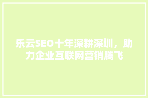 乐云SEO十年深耕深圳，助力企业互联网营销腾飞