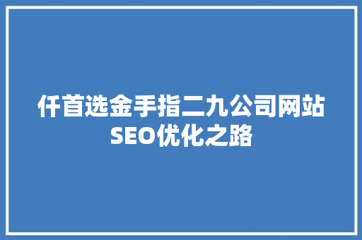 仟首选金手指二九公司网站SEO优化之路