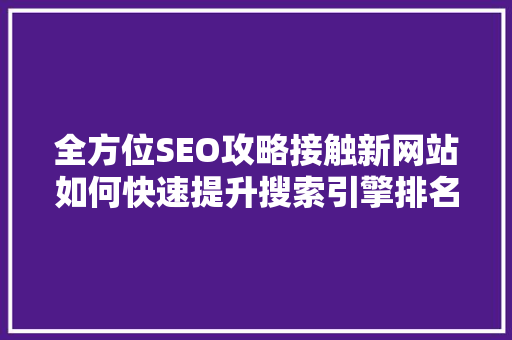 全方位SEO攻略接触新网站如何快速提升搜索引擎排名