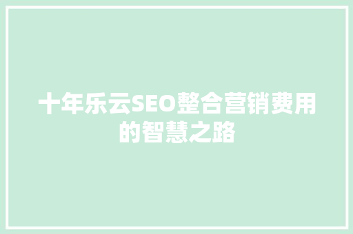 十年乐云SEO整合营销费用的智慧之路